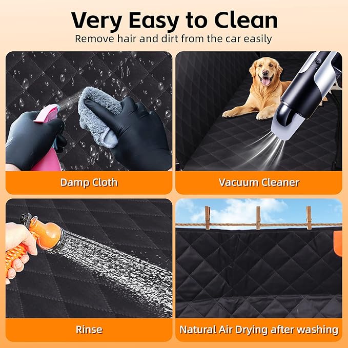 [600D Oxford] Dog Car Seat Cover 100% Waterproof Pet Back Seat Protector with Non-Slip Anchors & Mesh Window, Durable Dog Car Hammock for SUV Truck Sedan, Scratchproof Lining