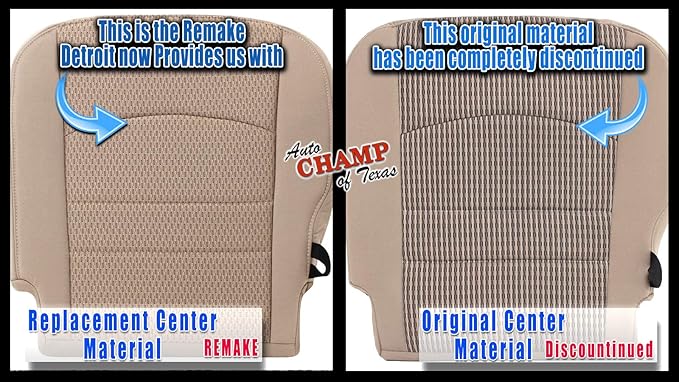 Compatible with 2009-2012 Dodge Ram 1500, 2500, 3500 SLT - Passenger-Side Bottom Cloth Seat Cover - Light Pebble Beige Tan