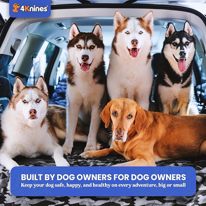 4Knines Split Cargo Liner for SUV – for Dogs & Pets, Heavy-Duty, Waterproof Trunk Mat & Cargo Cover – Fits 60/40 Split Bench & Armrest Pass-Through – Machine Washable, Non-Slip, Durable (Small, Camo)