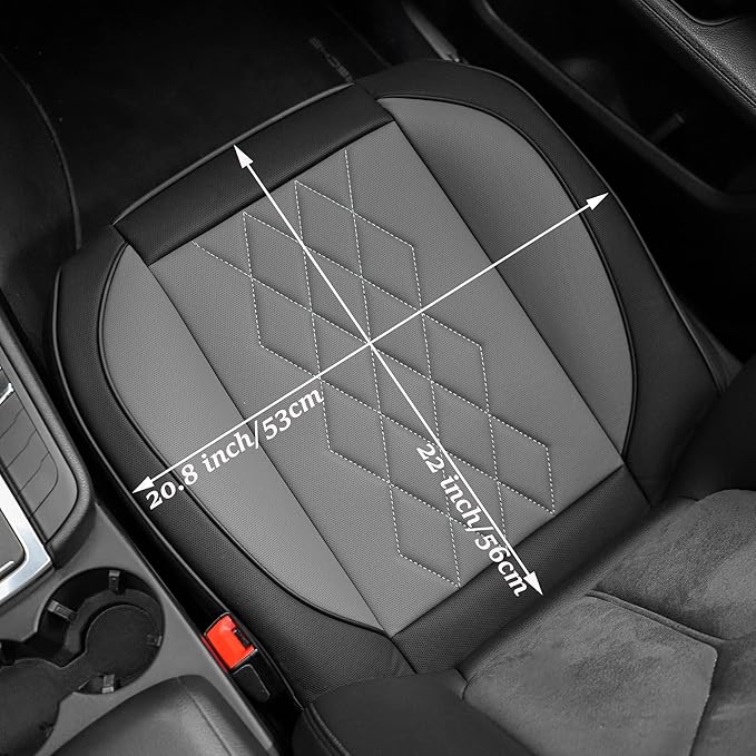 JOJOBAY Leather Car Seat Cover,Bottom Seat Covers for Cars,Front Seat Protector,Fit for 95% of Vehicles - Padded,Anti-Slip,Premium Leather(1 PC,Grey Two Tone)