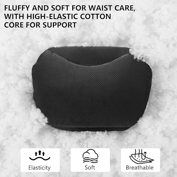 Lumbar Support Pillow for Car, Comfortable Back Support for Driving Seat, Back Pain Relief for Car Seat, Ergonomic Back Cushion for Cars, SUVs and Office (Black)