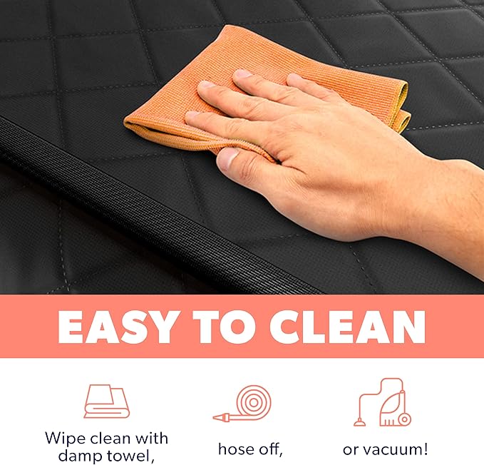 Active Pets Black Car Rear Seat Cover for Dogs, Durable Waterproof & Scratch Resistant Vehicle Backseat Protector, Nonslip Dog Accessory & Pet Protection for Back Seats, Machine Washable