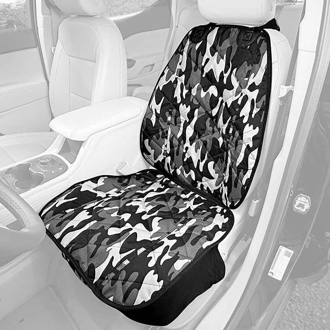 4Knines Car Seat Covers for Dogs – Durable Captains Seat & Front Seat Protector for Dogs, Waterproof, Non-Slip Car Seat Cover for Pets, Easy Install, Protects Vehicle from Dirt, Fur, Scratches (Camo)