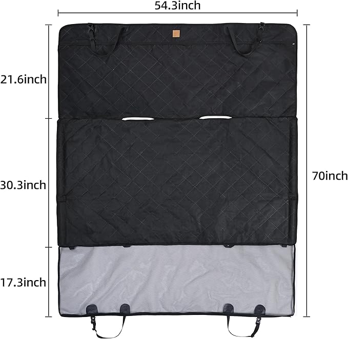 Dog Car Seat Cover, 2 in One Pet Car Seat Tunnel Protector, Protective Mat for Vehicle Back Seat, Waterproof Pet Bench Seat Cover for Dogs, Scratchproof Nonslip Reat Seat Protector (Black)