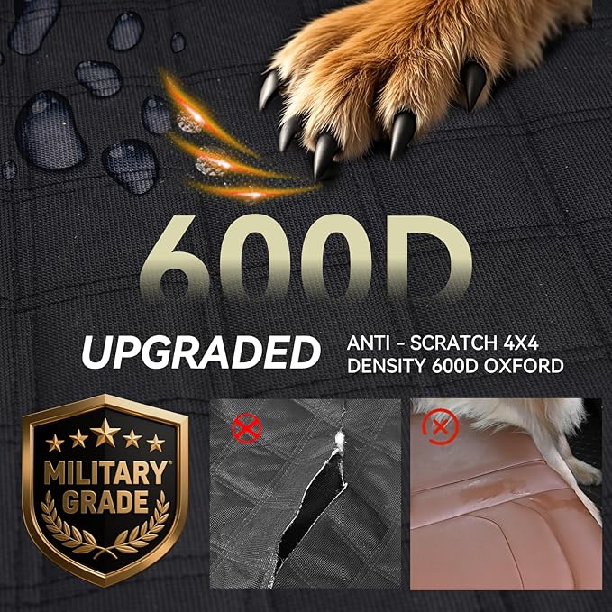 Back Seat Extender for Dogs,Dog Car Seat Cover for Back Seat with Hard Bottom Holds 500 lbs,Car Seat Protector,Waterproof Extender for Dogs,Pet Bed for Full Size F150/RAM1500/Silverado Crew Cab Pickup