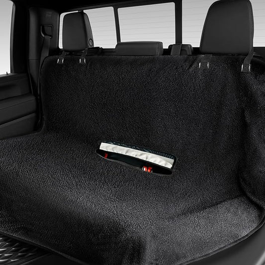 Waterproof Towel Back Seat Cover for Car, Truck, Van & SUV – Durable Rear Bench Seat Cover for Kids & Dogs, Seat Back Protector Easy to Install (Black)