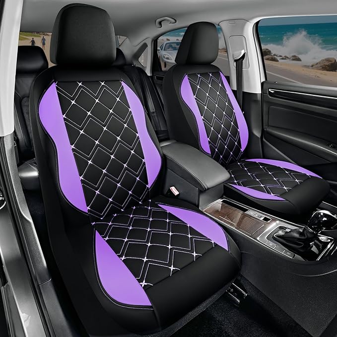 Road Comforts Seat Covers, Premium Leather Car Seat Covers Front Seat for Women Girls,Airbag Compatible, Automotive Seat Covers Universal Fit Most Cars,Vans,Truck,SUV