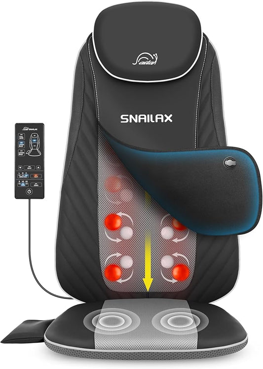 Snailax Valentine's Day for Dad,Mom Shiatsu Back Massager with Heat & Vibration, 3D Kneading Massage Chair Pad for Pain Relief Deep Tissue, Chair Massager for Office Home Chair Use