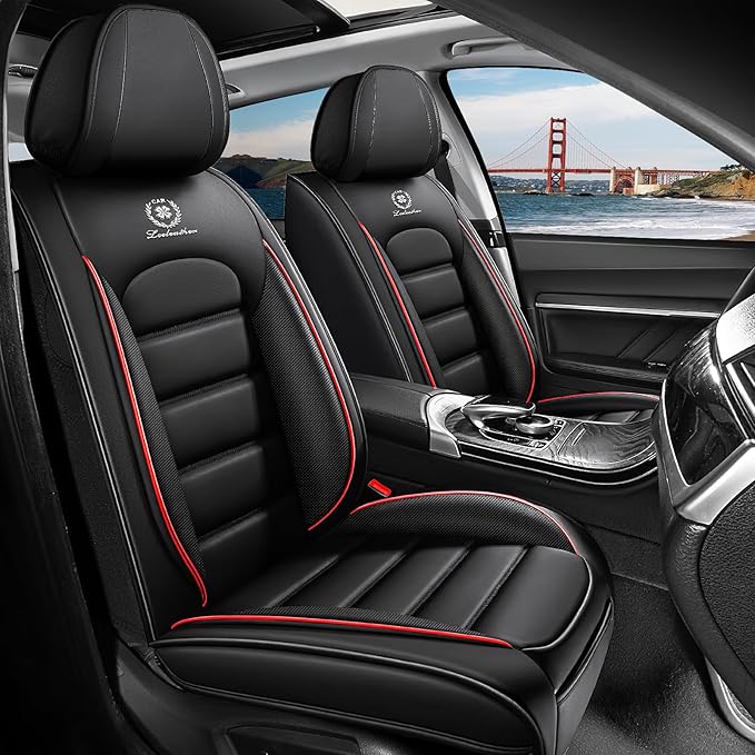 2 Seat Covers Fit for Acura ZDX 2024, Waterproof Premium Leather Automotive Accessories Seat Protectors Seat Cushions Wear-Resistant Car Seat Covers（Black&Red,Front Only）