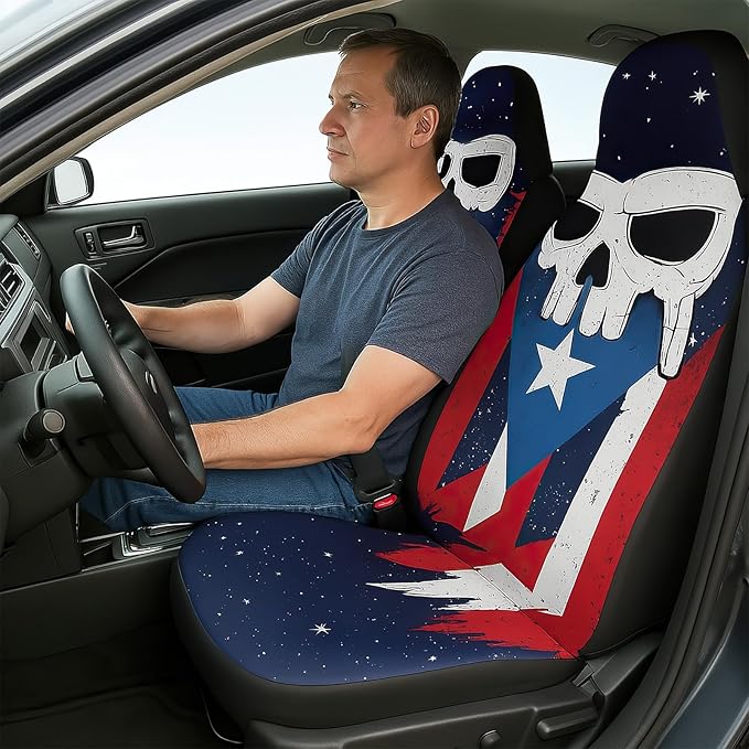 5 Pcs Premium Blue Flag Car Seat Cover, Breathable & Washable Car Seat Covers Full Sets, Fashionable Printed Seat Covers for Cars Interior, Universal Fit for Most Cars, Sedan, Truck, SUV