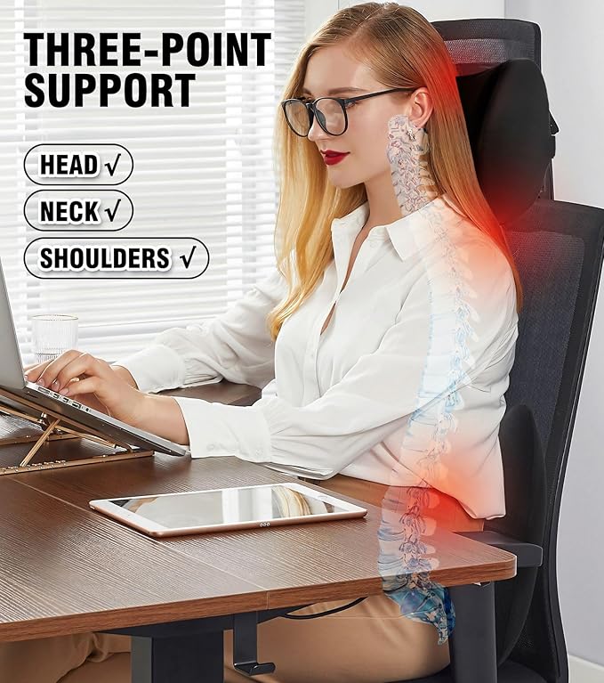 2025 New Car Headrest Pillow Set – The car Neck Pillow is as Soft as a Marshmallow, and The Lumbar Support Pillow for car can Soothe Lumbar Fatigue. Relieve Your Driving Tiredness. (Black)