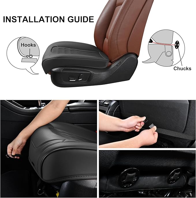 Black Car Seat Cover 2 Pack, Universal Leather Front Seat Covers Bottom Protector, Anti-Slip and Full Wrapping Edge Compatible with Most of Vehicles - SUVs/Sedans/Pickup Trucks