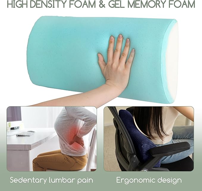 HIGOGOGO Lumbar Support Pillow for Recliner Chair/Accent Chair/Couch, Memory Foam Back Support Cushion for Elderly, Recliner Cushions for Back Rest, Pain Relief, Reading, Washable Cover, Navy