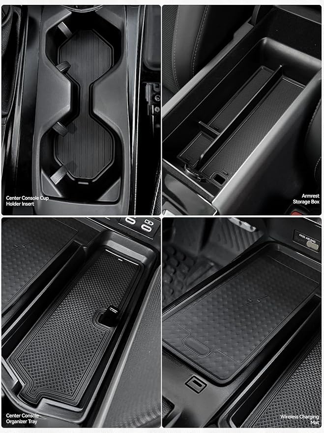 ELECFRESH 4PCS Center Console Organizer Tray for 2025 2026 Toyota Camry Accessories, Armrest Storage Box, Cup Holder, Wireless Charging Mat for Toyota Camry