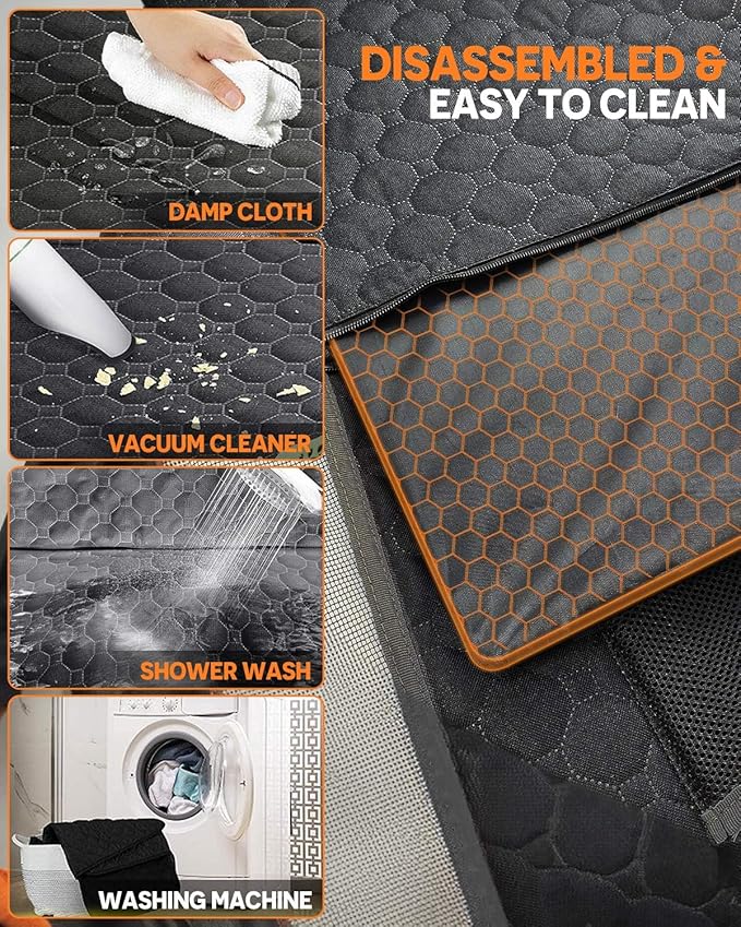 Victoper Back Seat Extender for Dogs, Dog Car Seat Cover with Detachable Hard Bottom Holds 440 LB, 600D Heavy Dog Seat Cover with 2 Seatbelts, 100% Waterproof Backseat Extender for Sedan SUV Truck