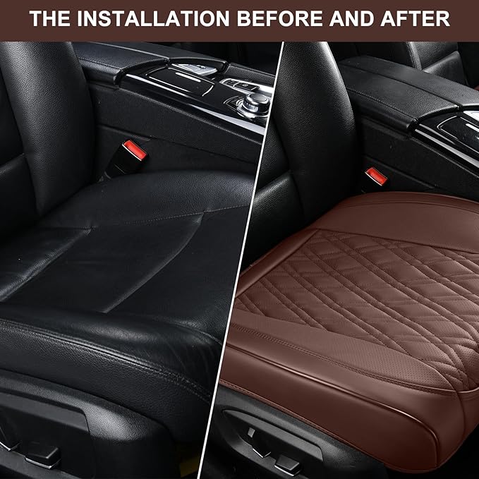 Brown Car Seat Covers, 1PCS Seat Covers Bottom Protector, Breathable Nappa Leather Car Seat Covers Anti-Slip, Full Wrapping Edge Compatible with Most of Vehicles - SUVs/Sedans/Pickup Trucks