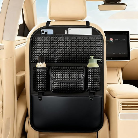 Back Seat Cover For Kids + 5 Pocket Storage Organizer, 1 Pack X-Large Waterproof Kick Mats Backseat Protector, Car Seat Back Protectors For Vehicles To Protect From Dirt, Mud & Scratches