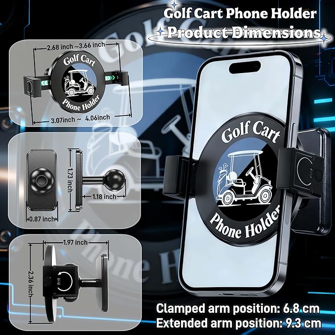 Golf Cart Phone Holder, Magnetic & Clamp Design (2-in-1), Compatible with iPhone & Android, 360° Rotation, Fit Yamaha, EZGO, Club Car, Powerful Magnetism, Gift for Men Women (2026 Upgrade)