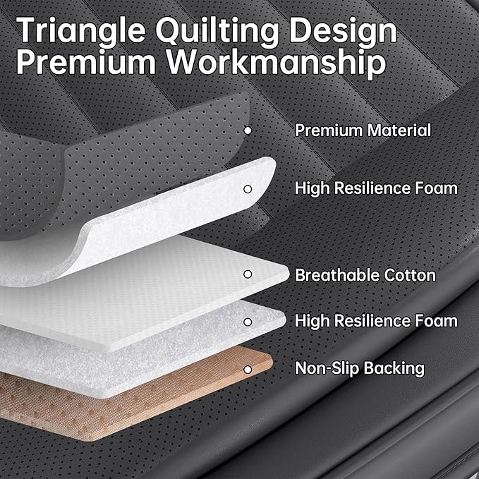 2 Pack Car Bottom Seat Covers, Luxury Leather Front Seat Covers, Breathable and Waterproof Automotive Bottom Seat Covers, Universal Anti-Slip Seat Covers Fit for Most Vehicles (Gray, 2 PCS)