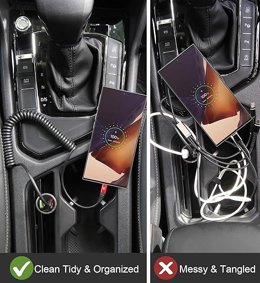 Coiled USB A to USB C Cable for Car 6FT 2Pack USB C Charger Cable Fast Charging Type C Charger Cord USB-C Cable Compatible with iPhone 17/16/15/Plus/Pro/Pro Max/Samsung Galaxy S23 A20 - Red