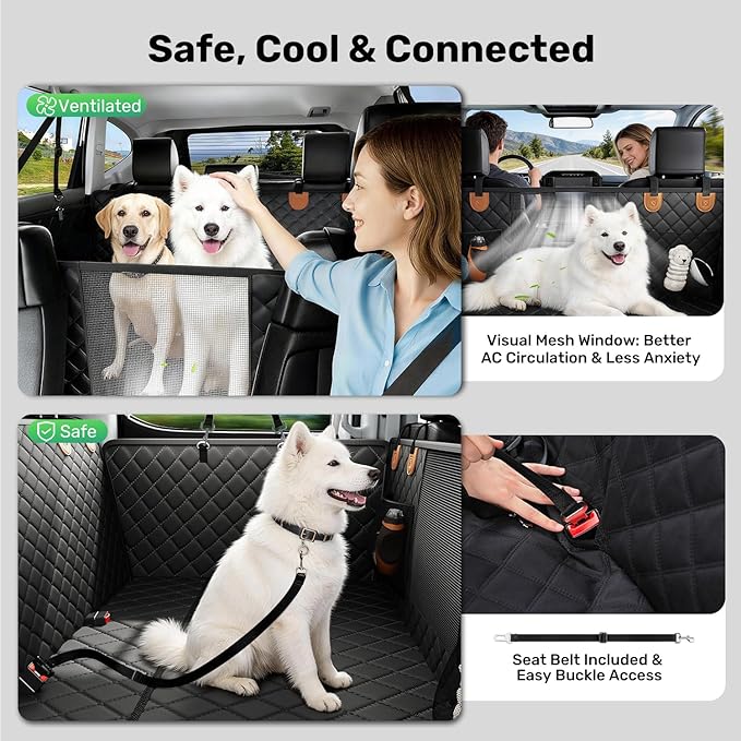 Zanch Heavy-Duty Dog Car Seat Cover, Flat Solid Back Seat Extender for Multi Large Dogs, Hard-Base Supports 450 lb, Waterproof Scrachproof Hammock Protector, Standard for Cars, SUV, Trucks, Orange