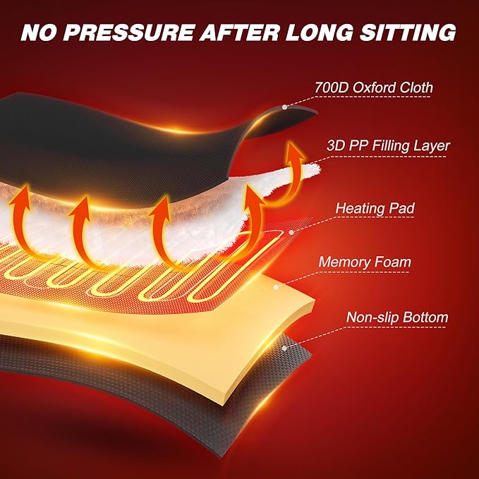 Heated Stadium Seats for Bleachers with Back Support, Foldable Stadium Chair, Portable Bleacher Seat, USB Rechargeable Warm Cushion,Outdoor Camping Games Sports, 3 Heat Levels & Timer, Waterproof