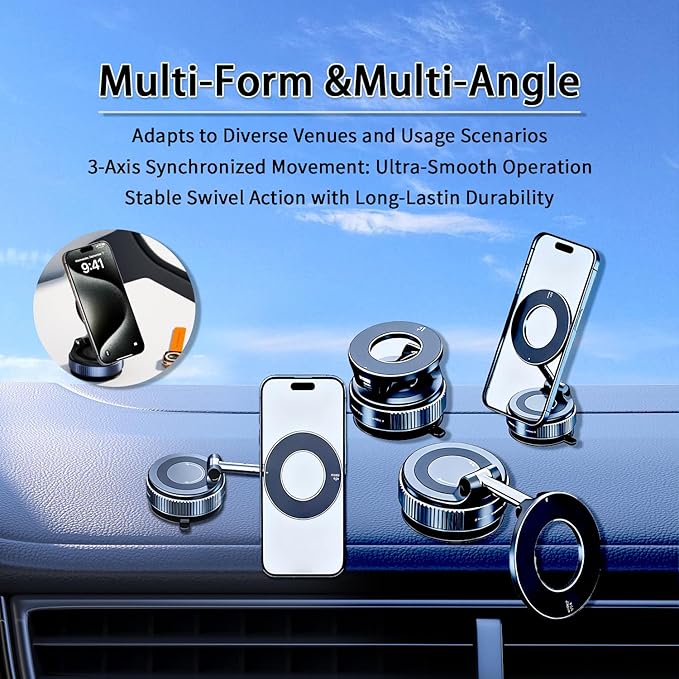 Super Stable Car Mount, Universal Aluminum Alloy Holder for Dashboard & Tesla Screen - Fits iPhone 12/13/14/15/16/17 Pro Max Series, Android Smartphones & All Phones