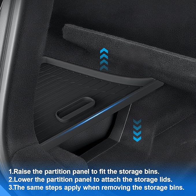 2PCS Trunk Storage Bins Fit for Tesla 2025 2026 New Model Y Juniper Rear Trunk Organizer with Lids, Side Storage Box TPE Waterproof Trunk Organizer for Tesla Model Y Refresh Interior Accessories