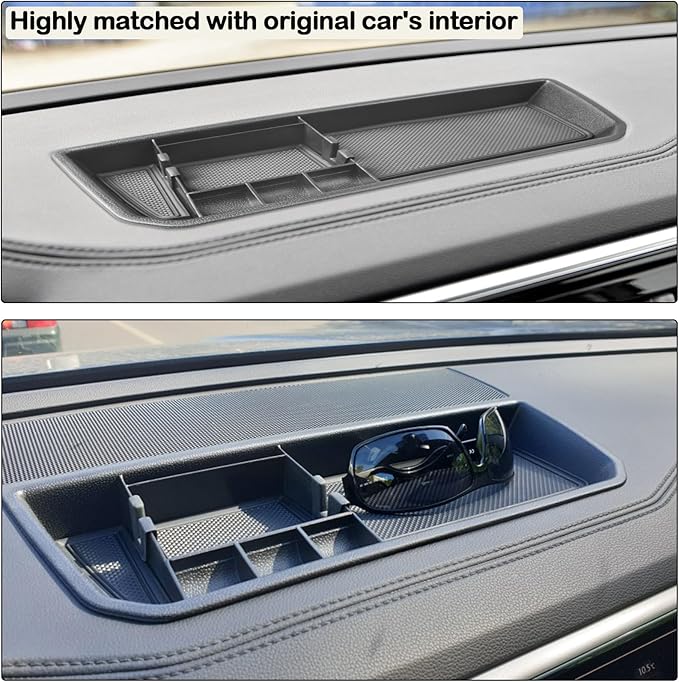 Dashboard Organizer Compatible with VW Atlas and Cross Sport 2018 2019 2020 2021 2022 2023 Accessories, Console Dash Tray Dash Mount Holder (Not Fit 2024), Black