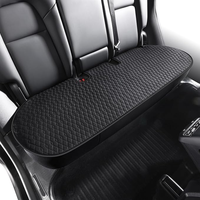 SanQing Car Seat Cover Luxury Linen Rear Seat Covers for Model 3 Car Seat Bottom,Heavy Duty Seat Cushion Protector Without Backrest (Black Rear, Model 3)