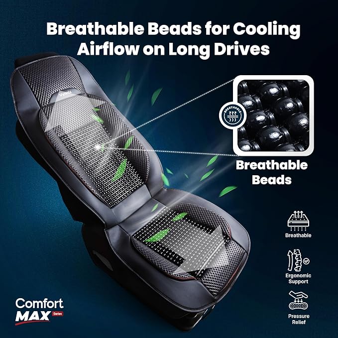 Semi Truck Beaded Seat Covers, Cooling Car Seat Cushion for Back Support, Anti-Sweat Seat Covers for Trucks, Universal Fit for Volvo, Kenworth, Freightliner, Improved Comfort & Durability (2)