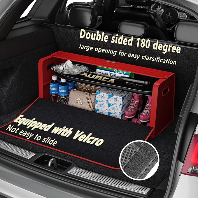 GMQ Car Trunk Organizer for SUV,Car Organizers and Storage with Collapsible Storage, Large Capacity for SUV, Truck, MPV (Red)