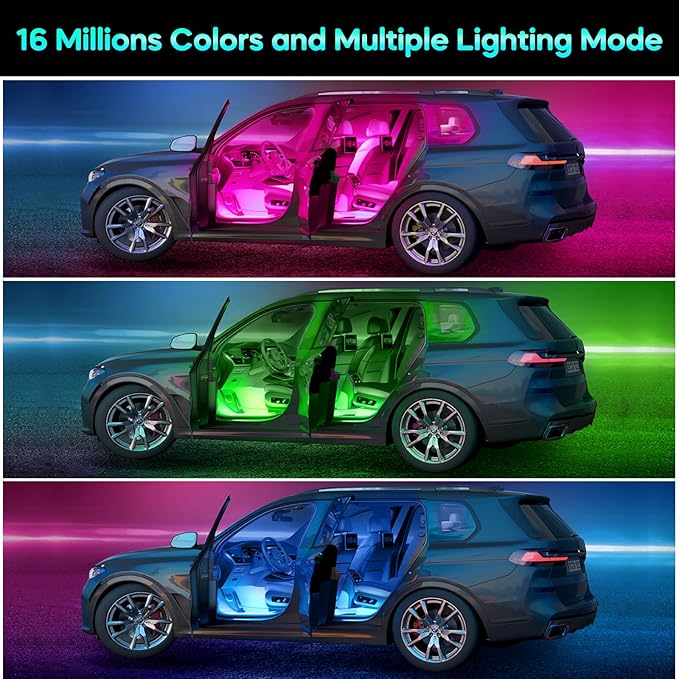 Winzwon Led Lights for Car Accessories Interior, Valentines Day Gifts for Him Her Men Women Teen Boys Girls, APP Control with USB Port Color Change Lights for Truck Decor