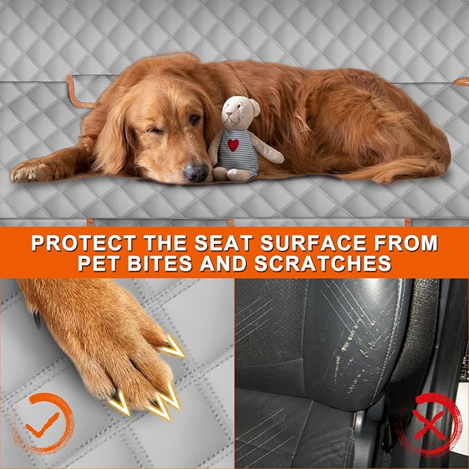 Dog Car Seat Cover Compatible with Ford Maverick/Hyundai Santa Cruz, Waterproof Pet Bench Seat Cover for Back Seat, 600D Heavy Duty Scratch Proof Nonslip Truck Seat Covers for Dogs