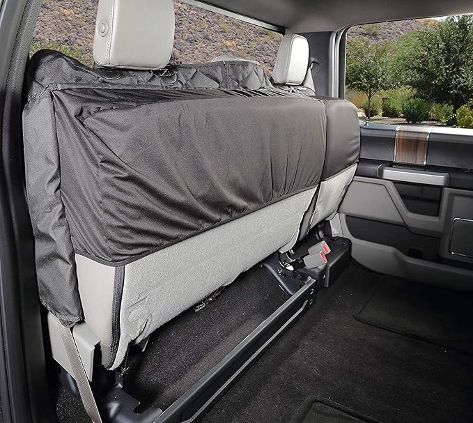 4Knines Bench Seat Covers for Trucks with Dog Hammock - Rear Seat Protector for Dogs Fits Full Size Crew Cab with Split Bench Seats - Waterproof, Heavy-Duty Dog Seat Cover (Driver Side, Grey)