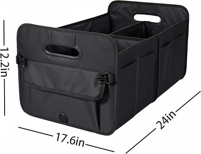 Car Trunk Organizer Car Storage Organizer Collapsible Multi Compartment Car Organizer Adjustable Straps Car Organizer for SUV(Black)