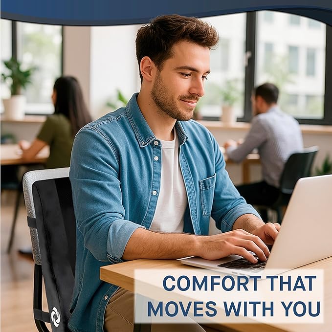 Samsonite Lumbar Support Pillow Mid and Lower Back with Cooling – Office Chair Back Cushion, Gaming Chair, Desk Chair, Car Seat Lumbar, Work from Home Office Accessories, Black with Cooling