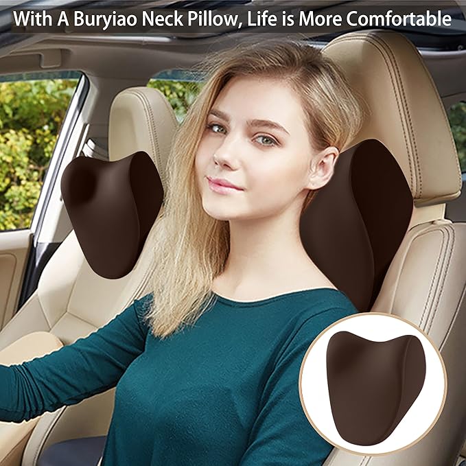 Neck Pillow for Car Neck Pillow for Driving, car headrest Pillow Head and Neck Rest Pillow for car headrest, Brown Neck Support Pillow for car Driving seat of Accessories with Memory Foam