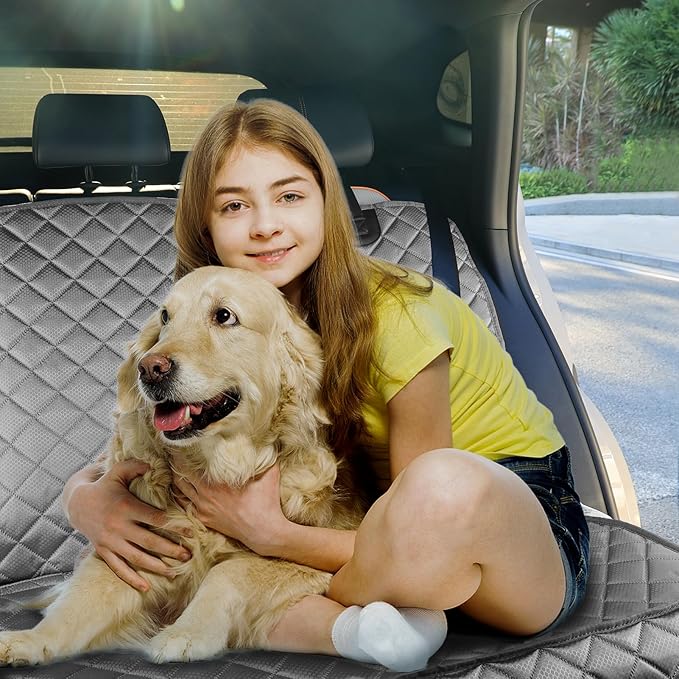 PETICON Waterproof Scratchproof Pet Bench Seat Covers for Cars, Trucks, SUVs, Nonslip Durable Back Seat Cover for Dogs, Washable Backseat Protection, Gray