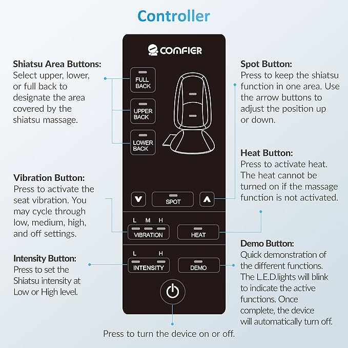 COMFIER Shiatsu Back Massager with Heat,Deep Tissue Kneading Massage Seat Cushion,Massage Chair Pad for Full Back,Body Massager for Home or Office Chair use,Valentine's Day