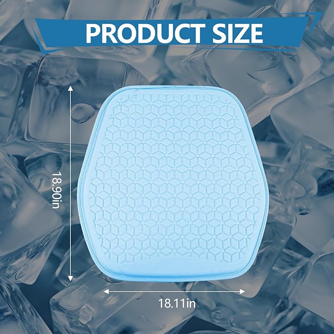 wuyaoyao Thin Gel Car Seat Cushion, Breathable Cooling Seat Cushions for Cars, Non-Slip & Comfortable Automotive Front Seats Cushion Pad for Driver, Chair Protector for Vehicle, Home, Office (Blue)