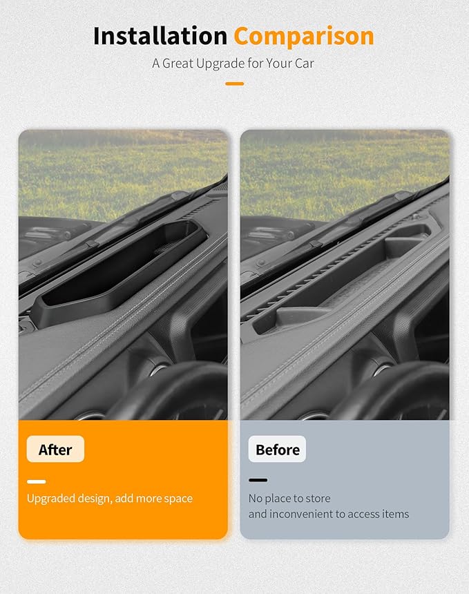 Hoolcar for Jeep Center Console Dashboard Storage Tray Compatible with Jeep Wrangler JL JLU 2/4 Doors 2018-2024 Interior Accessories Dash Organizer Tray for Key Sunglasses Phone