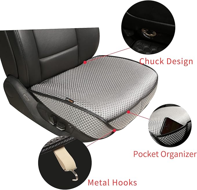 Auto Newer Breathable Universal Four Seasons Car Seat Covers，Luxury Car Seat Cushion ，Protectors for Front Seat Bottoms,Compatible with 95% Vehicles， Fit for Cars Truck SUV Sedan (Grey,1PC)