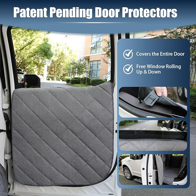 Dog Car Seat Cover for Back Seat, Hard Bottom Car Seat Cover with Door Protector for Full-Size Crewcab Trucks, Scratch-Resistant, Waterproof Back Seat Extender for Dogs