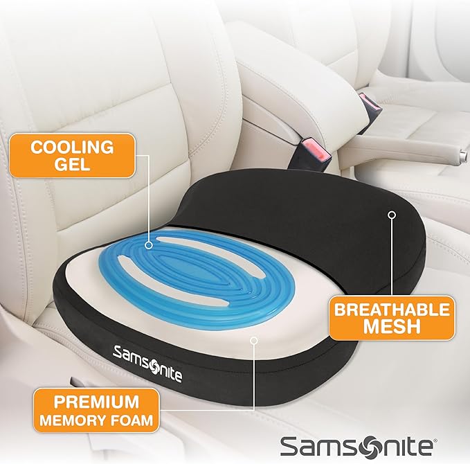 SAMSONITE - Extra Firm & Thick Seat Cushion with Cooling Gel, Experience Triple Layer Comfort