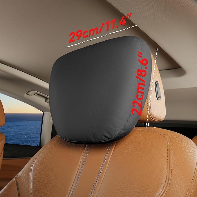 2Ps car headrest Pillow, car Neck Pillow for Driving, 11.8x7.5 inches Head Rest Pillow for car,Fits Most car Models, Suede Fabric with Polyester Fiber Filling(Black)