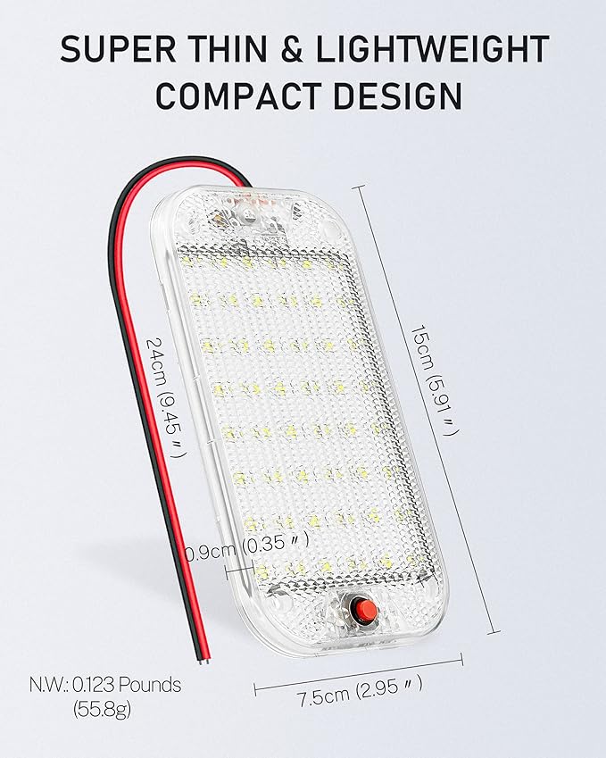 Dome Light for RV Interior, 48LED 800LM Ultra Bright 12 Volt LED White Lights, RV Ceiling Light with Switch Control, Ideal for Car Van Truck Camper Lorry Motorhome Boat(8 Pack)