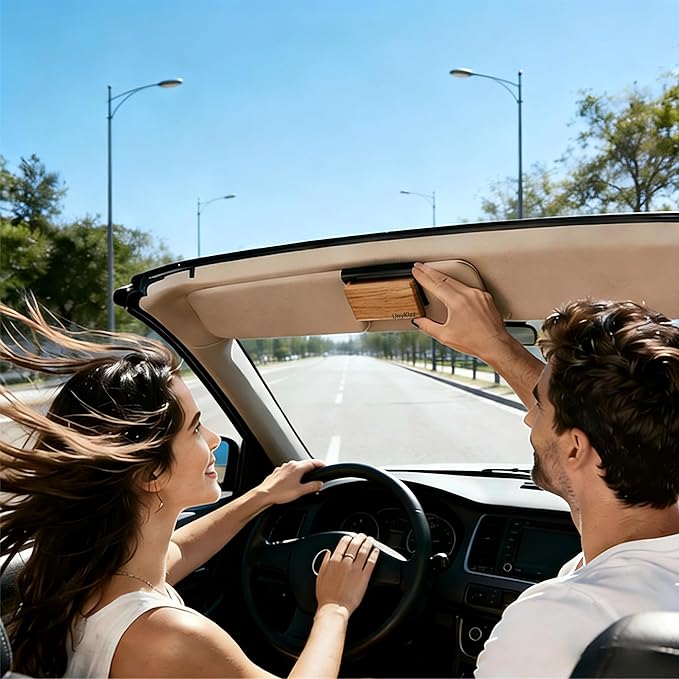 3PCS Car Air Freshener Wood Air Freshener - Car Odor Eliminator for Visor Clip Auto Accessories - Metal Clip - Essential Oils - Clean Ingredients - Teak Scent Starter Kit（Cabana/pine/amber）