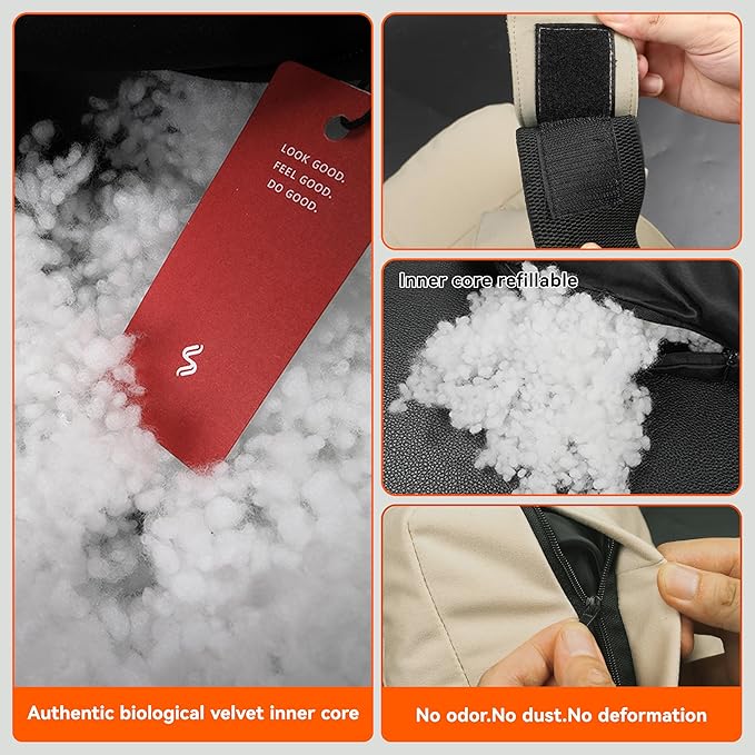 2pcs Car Neck Pillow for headrests,Support Drive Seats Head Cushion Pillows,Microfiber Velvet,Plant-Based Polyester,Thickness & Height Adjustable,11.8x7.5,Inner Liner fillable(Grey)