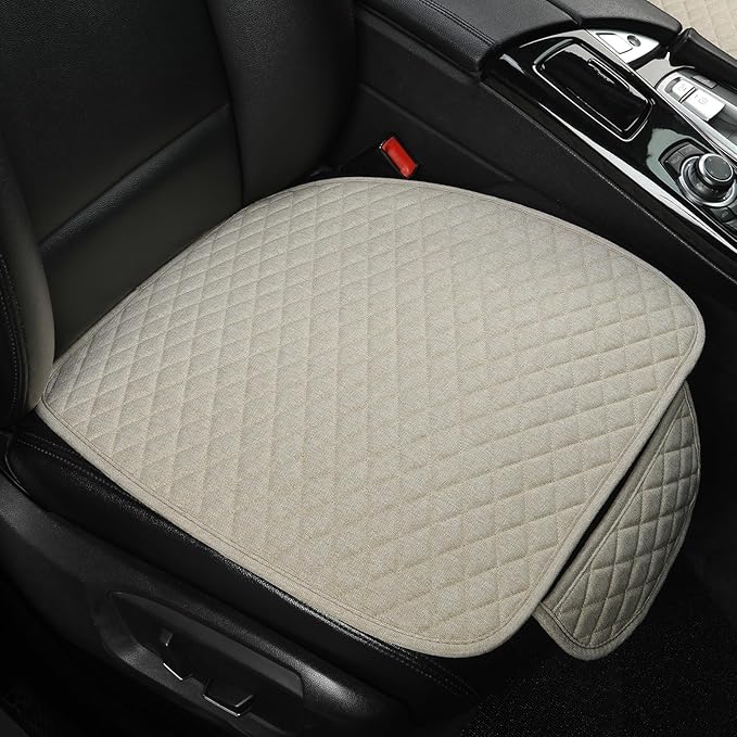 West Llama Linen Car Seat Covers,Bottom Seat Covers for Cars Include 1 Piece Front Driver Seat Pad Mat Universal Fits 90% Vehicles,SUVs,Cars,Sedans(1Piece-Beige)